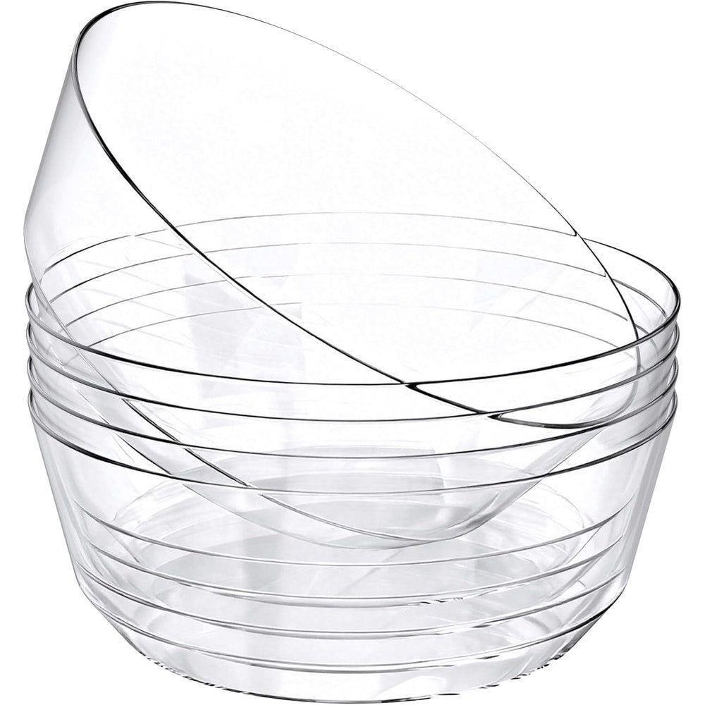 Hioasis 8 Pack Plastic Serving Bowls front view clear large party containers.