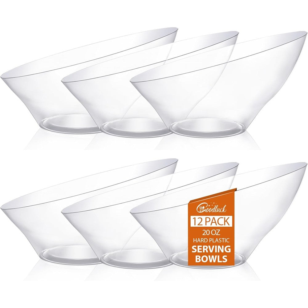 Goodluck clear plastic angled serving bowls front view for parties
