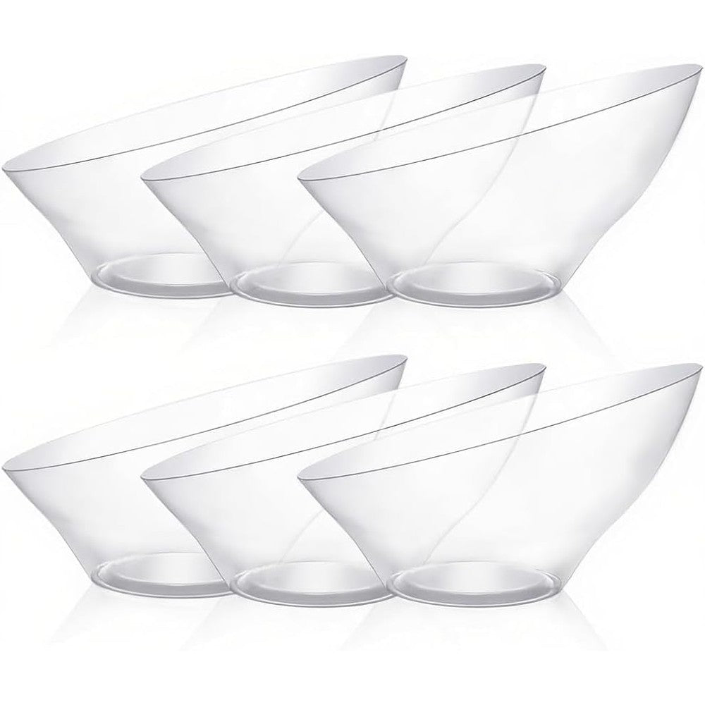 Bestvip 54 fluid ounce clear plastic serving bowls set front view