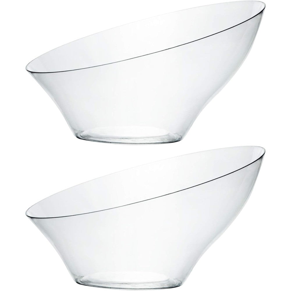 Plasticpro Disposable Angled Plastic Bowls front view for elegant party snack display.