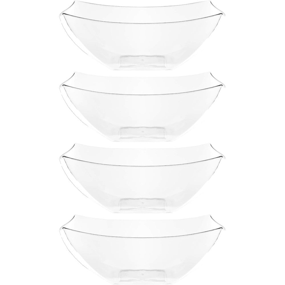 Plasticpro Disposable Square Serving Bowls front view clear plastic party bowls.