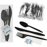 CXPSINC 100 Pack Plastic Cutlery Packets front view showing individual wrapping.