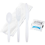 Without A P heavy weight plastic cutlery set front view of wrapped kit.
