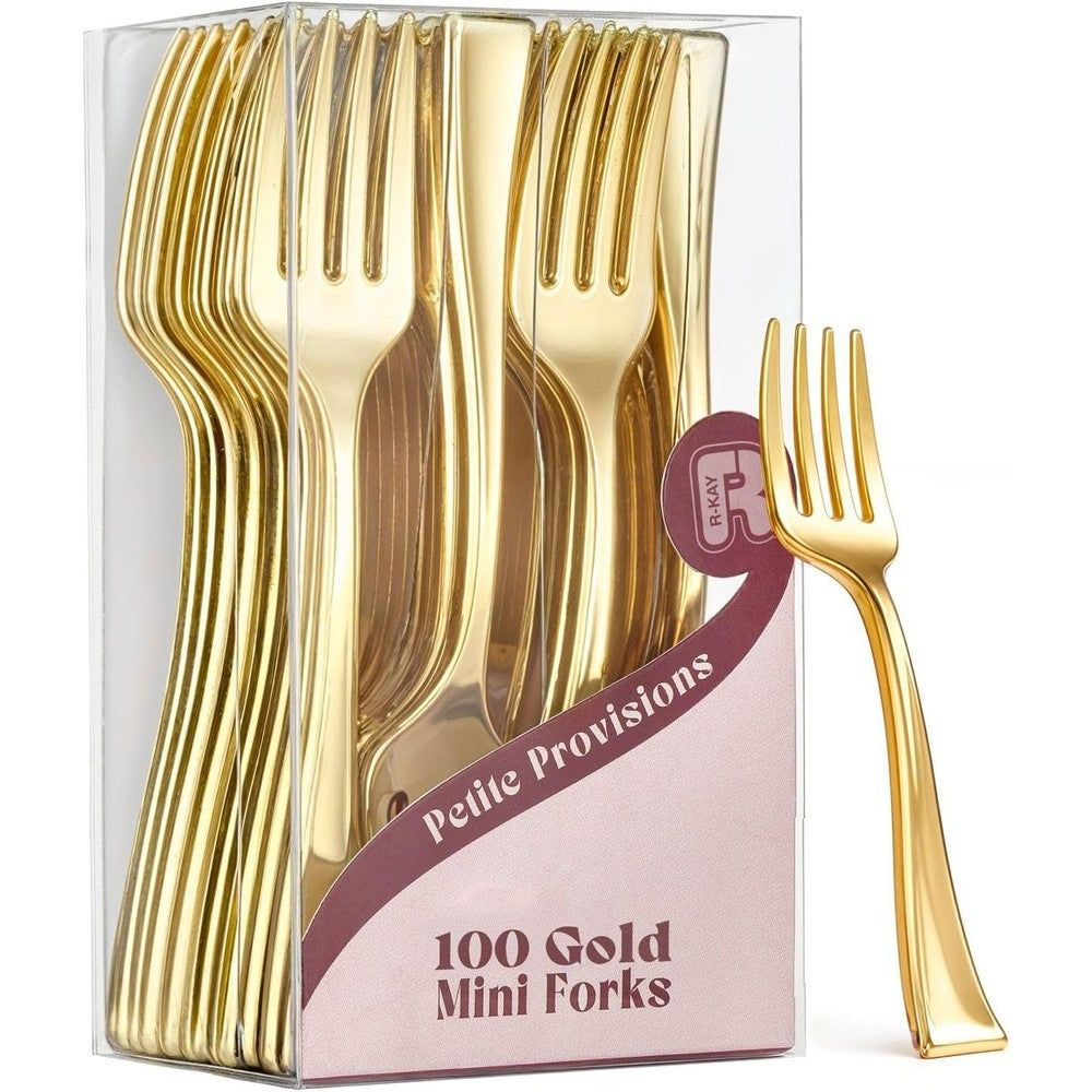 R-kay gold mini forks 100 pack front view packaging