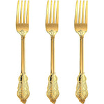N9R gold plastic forks 100 pack front view disposable silverware