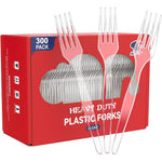 JOLLY CHEF clear plastic forks front view 300 count bulk pack