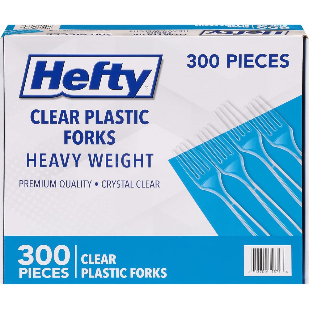 Hefty Heavy Duty Plastic Forks front view bulk pack