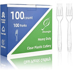 ZhuangJia heavy duty clear plastic forks front view package