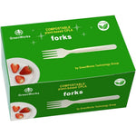 GreenWorks compostable forks 100 count box front view eco-friendly cutlery