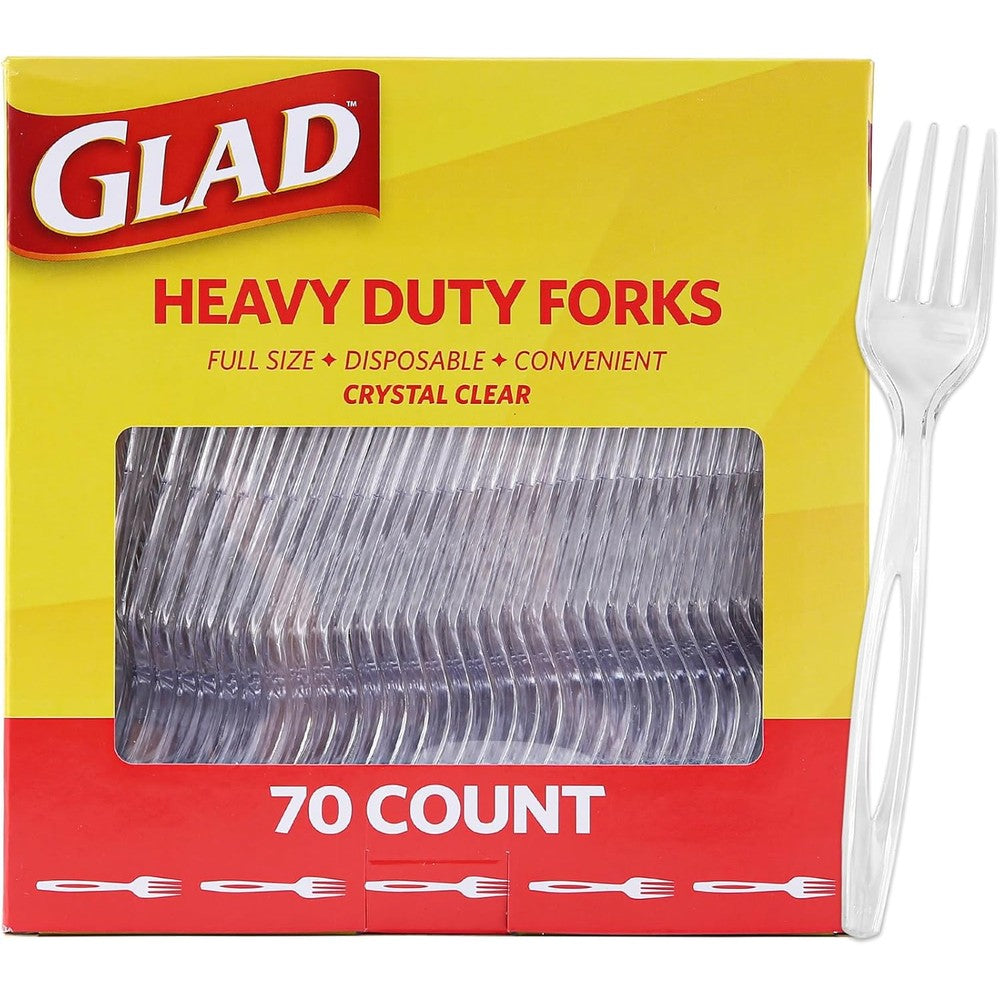 Glad Clear Heavy Duty Plastic Forks front view premium disposable cutlery