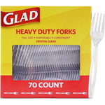 Glad Clear Heavy Duty Plastic Forks front view premium disposable cutlery
