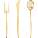 Supernal gold plastic silverware set premium 180 piece disposable cutlery front view layout