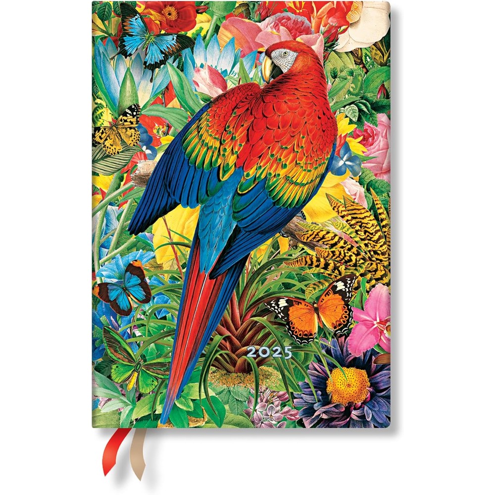 Paperblanks | 2025 Weekly Planner | Tropical Garden | Nature Montages | 12-Month | Midi | Horizontal | Elastic Band | 160 Pg | 100 GSM