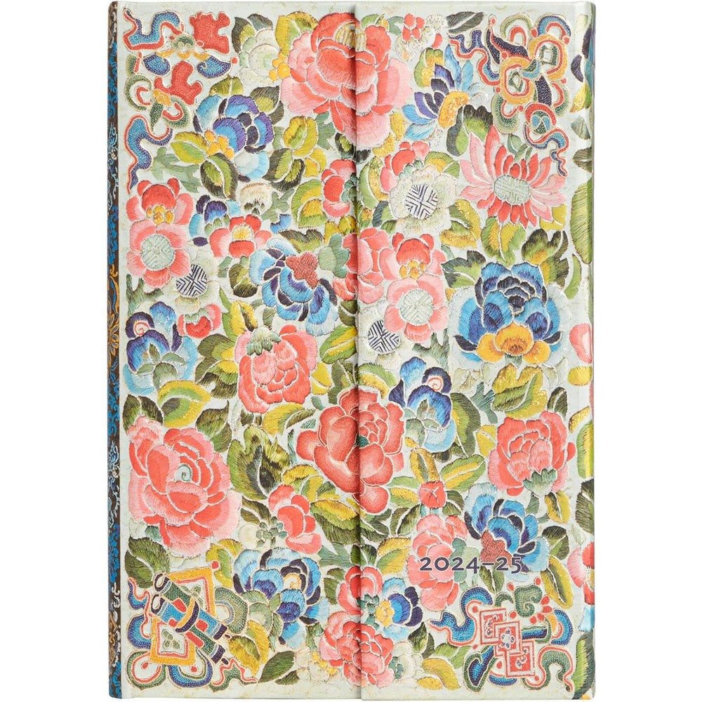 Paperblanks | 2024Ã¢â‚¬â€œ2025 Weekly Planner | Pear Garden | Peking Opera Embroidery | 18-Month | Mini | Horizontal | Wrap | 208 Pg | 80 GSM