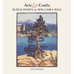 Arts & Crafts Block Prints by William S. Rice 2025 Wall Calendar