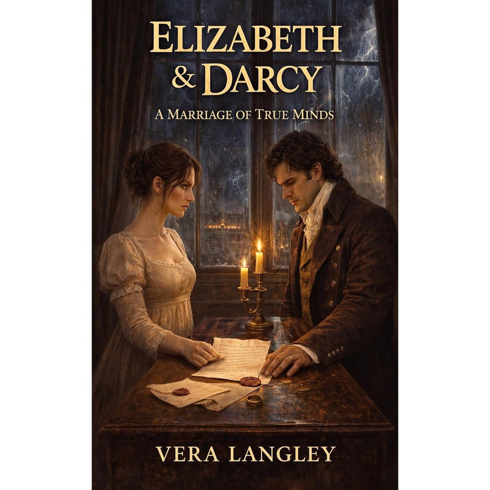 Vera Langley Elizabeth and Darcy Marriage of True Minds front cover showcasing romantic Regency characters.
