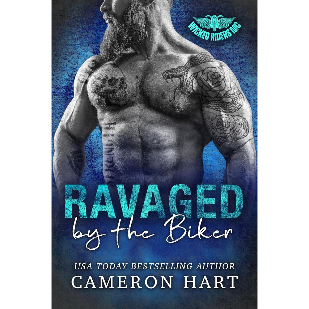 Cameron Hart Ravaged by the Biker book cover front view featuring a motorcycle club romance design.
