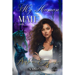 Norisha May Amber Eyes My Human Mate paperback book front view featuring werewolf romance novel cover design.