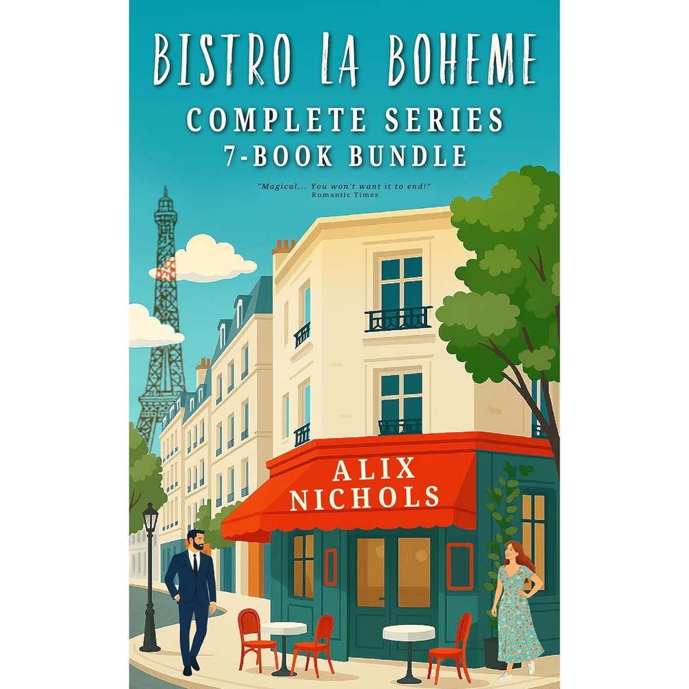Alix Nichols Bistro La Boheme Complete Series Box Set front cover featuring an illustrated romantic Paris cafe scene.