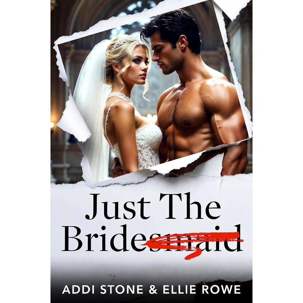 Addi Stone and Ellie Rowe Just The Bride book cover front view featuring stylized couple illustration for romance readers.