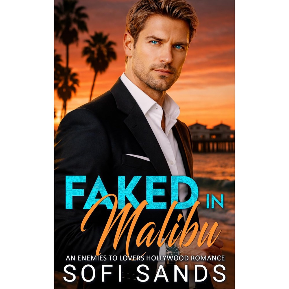 Sofi Sands Faked in Malibu romance book cover front view featuring California sunset backdrop.