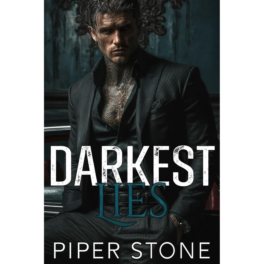 Piper Stone Darkest Lies paperback book front view featuring the official dark mafia romance cover art.