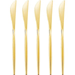 U-QE gold plastic knives front view of bulk 180 count pack.
