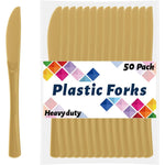 CXPSINC Gold Plastic Knives Front View Premium Disposable Tableware