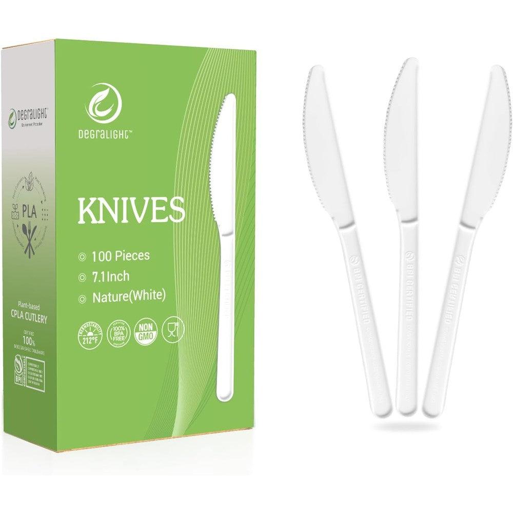Earth's Natural Alternative compostable CPLA knives front view of packaging box
