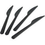 Plasticpro heavy weight black plastic knives 50 pack front view