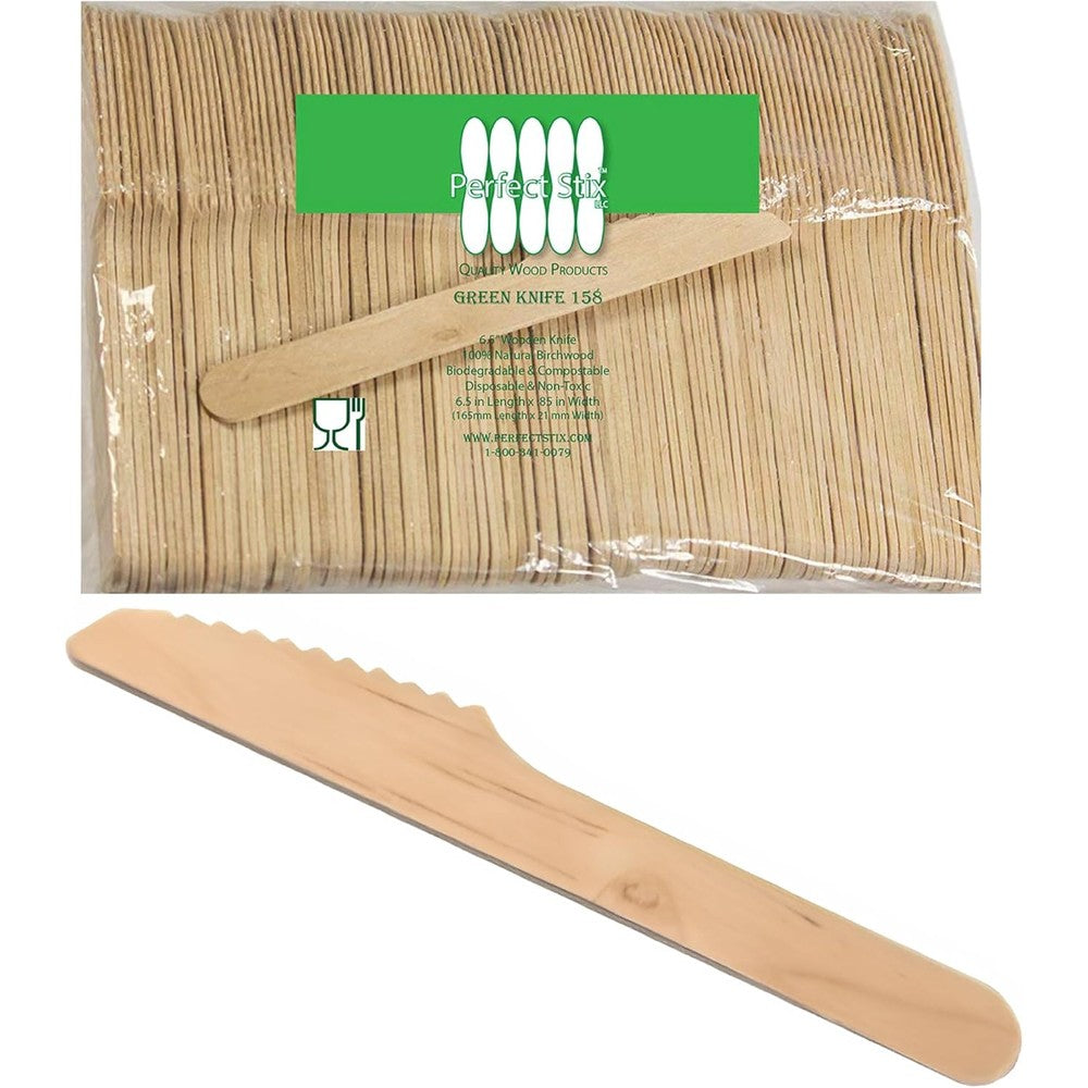 Perfect Stix PS Wooden Knife 250 count pack front view eco friendly cutlery