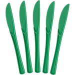 Exquisite Emerald Green Plastic Knives 50 Count pack front view high quality cutlery