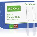 Bosizhang heavy duty clear plastic knives front view package for event catering