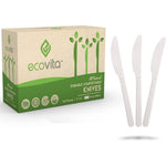 Ecovita 100% Compostable Knives front view of 140 count box.
