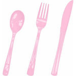 Joy Akkess HEIPINIUYE light pink plastic cutlery front view premium disposable tableware