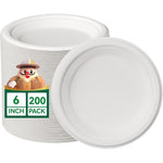 Jolly Chef compostable paper plates front view bulk package
