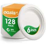 OasisSN compostable disposable paper plates front view showing small dessert size