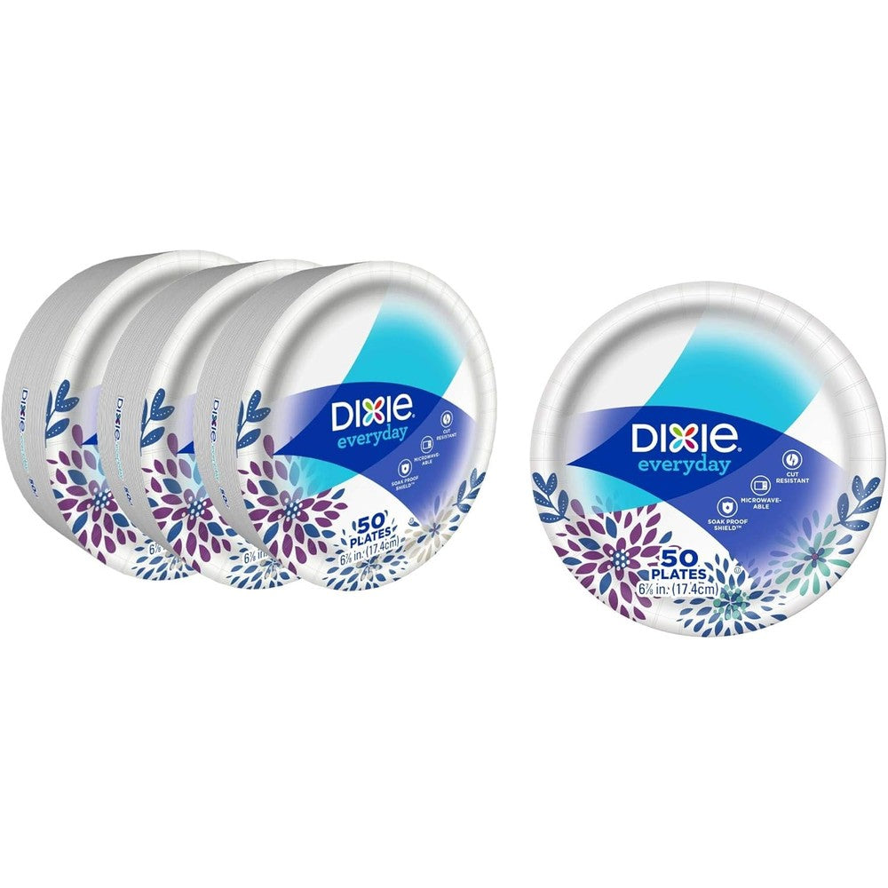 Dixie Everyday Paper Dessert Plates front view showing floral pattern pack