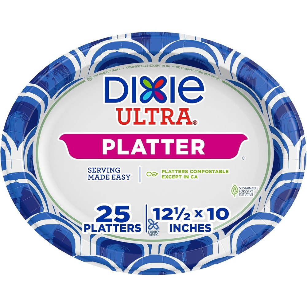 Dixie Ultra heavy duty disposable paper platters front view premium party tableware