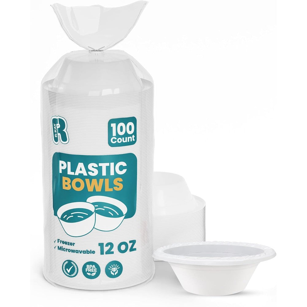 R-kay 12 Ounce Disposable Plastic Bowls front view for party supplies.