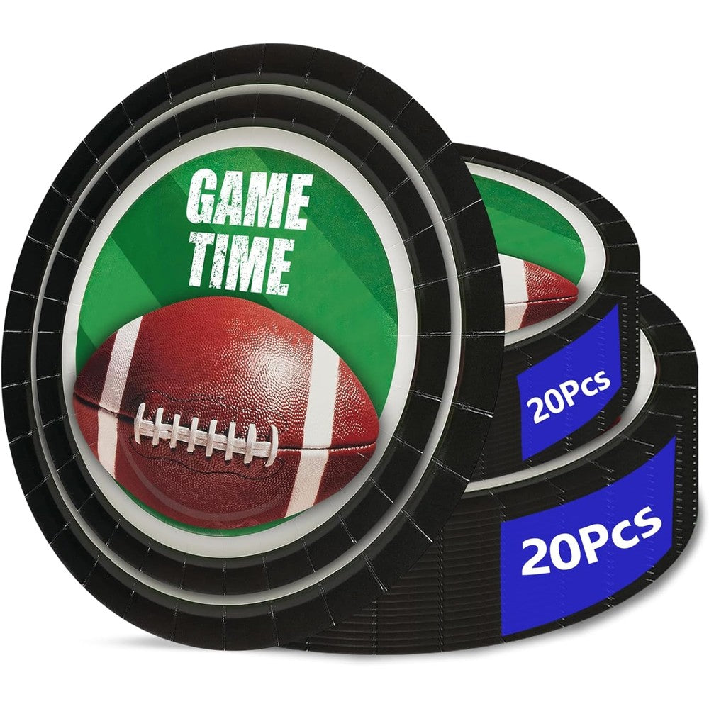 Aixuler 40 piece football party paper plates set front view for sports events.