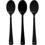 Joy Akkess black plastic spoons 50 count pack front view premium catering cutlery