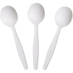 Yoaier eco friendly cornstarch disposable soup spoons fifty pack front view showing premium ivory color