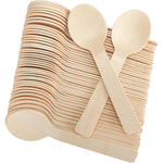LotFancy mini wooden spoons front view of premium disposable cutlery pack