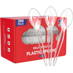 Jolly Chef clear plastic spoons front view showing heavy duty build