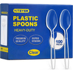 Vitever clear plastic spoons heavy duty front view packaging box