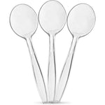 Plasticpro clear plastic soup spoons 100 count front view package