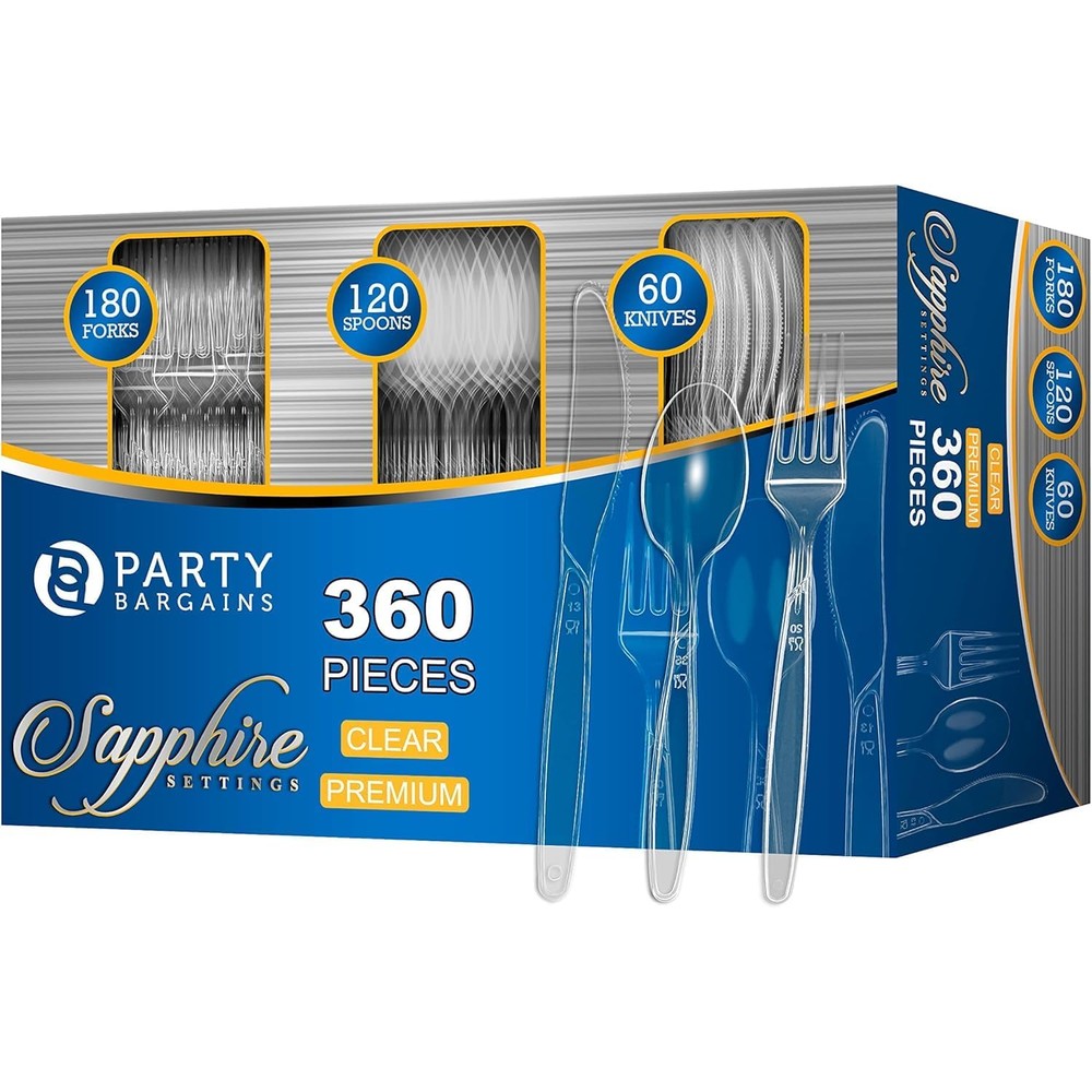 Party Bargains Disposable Cutlery Set 360 pieces front view for events