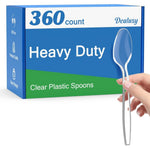 Dealusy 360 count clear plastic spoons front view packaging bulk set