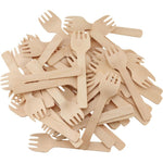 WHTCHSU mini wooden spork front view of eco friendly disposable utensils pack